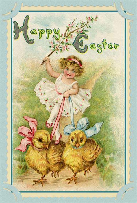 vintage easter chicks card  stock photo public domain pictures