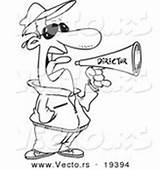 Movie Director Cartoon Outlined Coloring Bullhorn Using sketch template