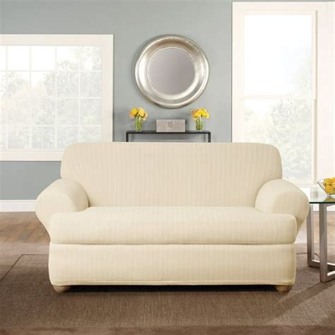 fit stretch pinstripe  cushion  piece sofa slipcover walmartcom walmartcom