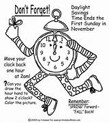 Time Coloring Change Fall Pages Back Daylight Savings Word Printables Search Kids Reminder Printables4kids Activities Printable November Spring Worksheets Saving sketch template