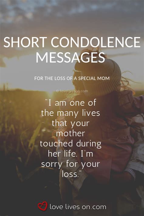 condolences sample condolence messages  loss   mom  short