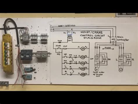 hoistcrane motor control circuit diagram  wiring installation start stop push button youtube