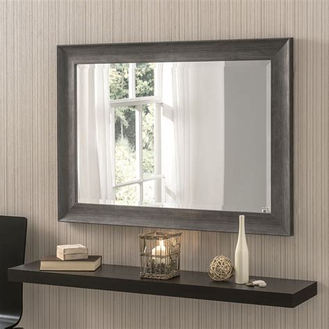 yg light grey modern wood effect rectangle wall mirror