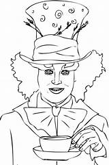 Mad Hatter Coloring Alice Wonderland Pages Color Getcolorings Printable Johnny Deep Character sketch template