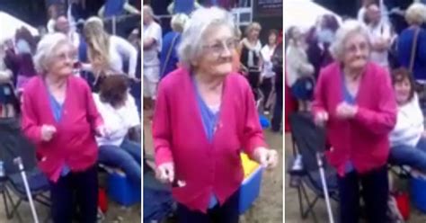 weyfest watch sprightly 95 year old granny cast walking stick aside to