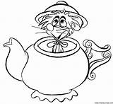 Alice Wonderland Coloring Pages Disney Party Tea Printable Mad Teapot Drawings Characters Bookmark Hatter Drawing Worm Book Dormouse Sheets Print sketch template