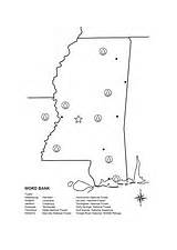 Mississippi Coloring Map Pages State Worksheet Symbols Printable Styles sketch template