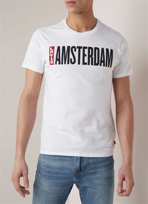 levis destination amsterdam  shirt met tekstopdruk wit de bijenkorf
