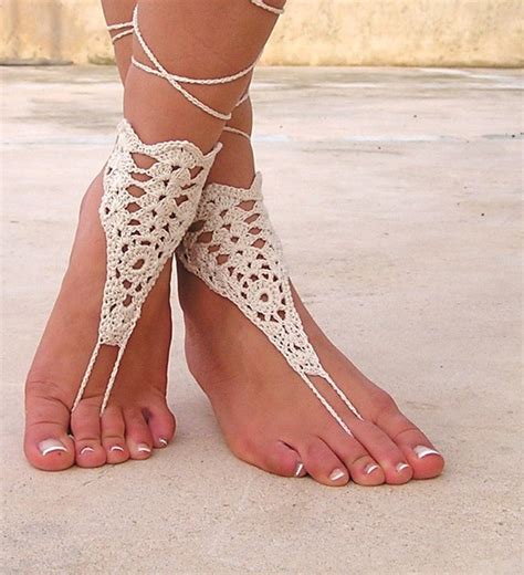 Items Similar To Crochet Ivory Barefoot Sandals Nude Shoes Foot