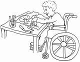 Coloring Doing Painting Disability Boy Kids Color Yahoo Search Wheelchair Pages Play sketch template