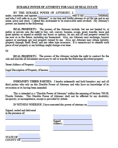 durable power  attorney template  printable documents