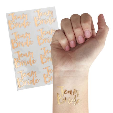 Rose Gold Team Bride Temporary Tattoos By Favour Lane