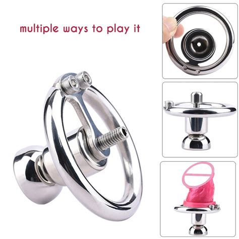 Metal Chastity Cage With Pink Dildo Head New Stainlesssteel Negative