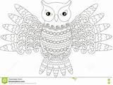 Vector Owl Zentangle Flying Illustration Preview sketch template