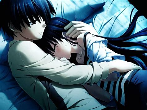 Cute Anime Couple Sleeping Together Girl Wrap In Her