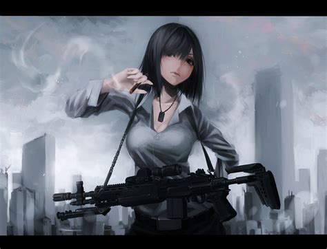 anime girl  gun