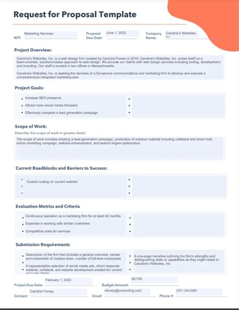 write  request  proposal rfp  template sample