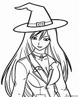 Witch Coloring Pages Anime Kids Printable sketch template