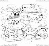 Swamp Coloring Crocodiles Cartoon Illustration Vector Royalty Clipart Visekart Regarding Notes Clipartof sketch template