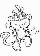 Monkey Coloring Boots Print Dora Clipart Dancing Explorer Library sketch template