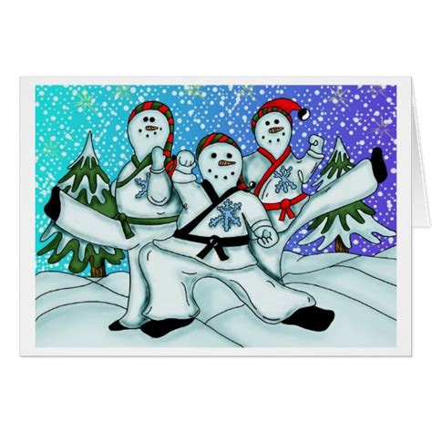 Karate Christmas Snowmen Card Zazzle