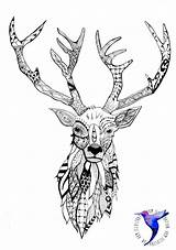 Coloring Zentangle Adult Pages Head Deer Stag Etsy Mandala Animals Colouring Hirsch Doodle Tattoo Hirschkopf Tegninger Drawings Printable Animal Zeichnung sketch template