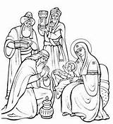 Reyes Magos Epiphany Pintar Natal Nacimientos sketch template