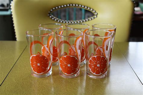 Set Of 6 Orange Juice Glasses Small Juice Glasses With