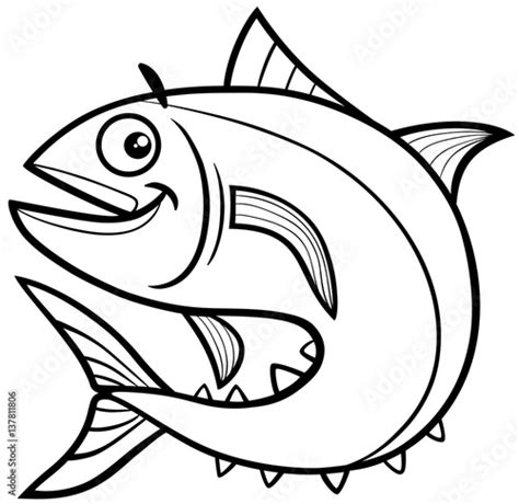 tuna fish coloring page stock vector adobe stock