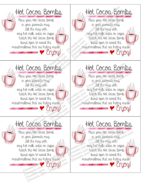 hot cocoa bombs instructions  printable print   stickers