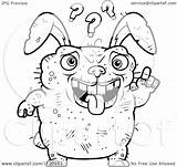 Ugly Confused Outlined Rabbit Coloring Clipart Cartoon Cory Thoman Vector 2021 sketch template