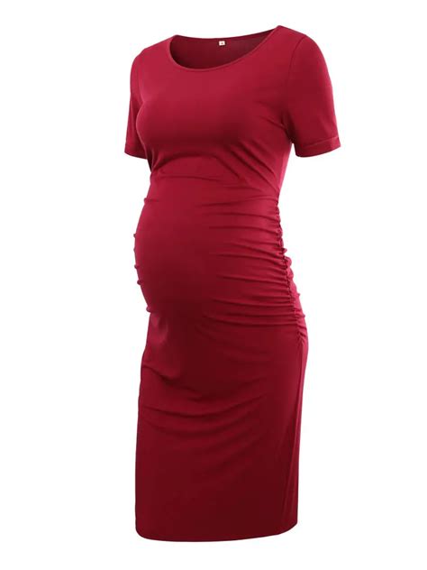 women s side ruched maternity bodycon dress mama casual short sleeve