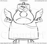 Angel Mad Clipart Cartoon Shrugging Outlined Coloring Vector Thoman Cory Royalty sketch template
