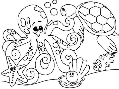 printable ocean coloring pages  preschool kids octopus turtle