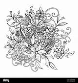 Coloring Mandala Therapy Flowers Adult Stress Anti Floral Book Vector Illustration Drawn Alamy Pattern Hand sketch template