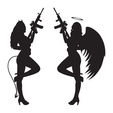 Devil And Angel With Long Guns Decal