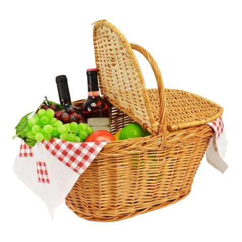 Xxl Woven Wicker Picnic Basket With Handle Lid Willow