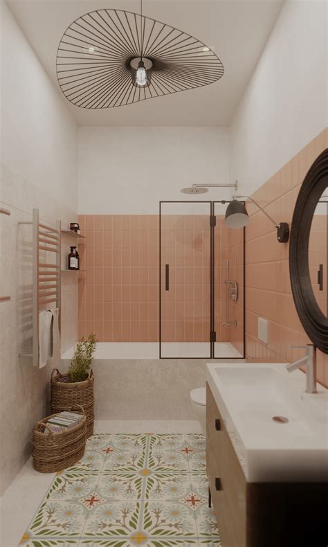peach bathroom tiles interior design ideas