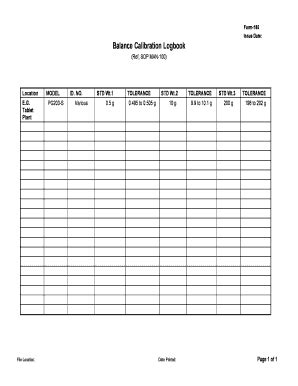 scale calibration log sheet fill  sign printable template