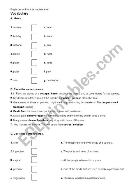 test  pre intermediate level esl worksheet  mariliaplus