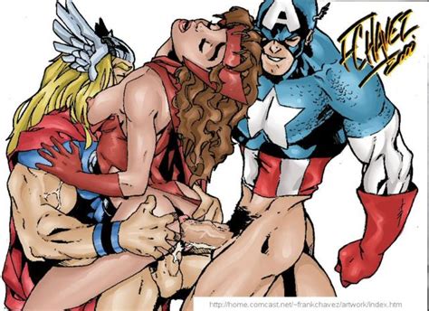 Captain America And Thor Fuck Scarlet Witch Avengers Group