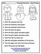 Directions Worksheets Following Winter Worksheet Follow Color Listening Activities Coloring Kindergarten Preschool Clothing Printables Words Allows Students Names Template Pages sketch template