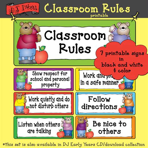 Cute And Easy Classroom Rule Cards By Dj Inkers