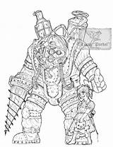Bioshock Big Daddy Sister Pages Little Colouring Tattoo Bouncer Game Series Drawings Infinite Fan Trending Days Last sketch template