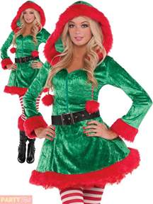 ladies miss elf costume christmas mrs santa claus fancy