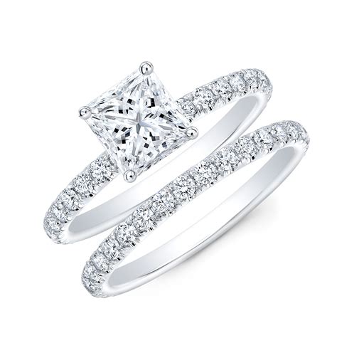 2 1ct Princess Cut Natural Diamond U Pave On Prongs Diamond Engagement