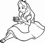 Alice Coloring Tea Drink Wonderland Pages Designlooter Disney 1424 41kb Wecoloringpage sketch template