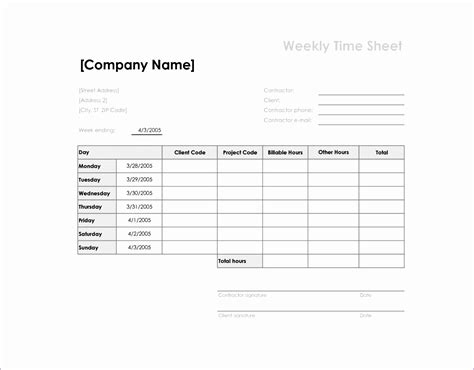 weekly time sheets excel templates excel templates