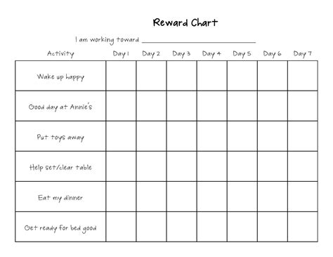printable editable reward chart template  printable templates