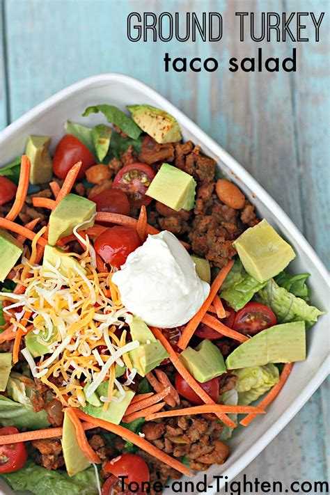 healthy ground turkey taco salad recipe tone  tighten